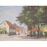 Kamphausen, Eugen (1865- 1965 Düsseldorf): Dorfstraße am NiederrheinÖl auf Leinwand, rechts unten