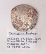 Herzogtum Brabant, Philipp IV. 1621-1665, Patagon von 1622VS: bekröntes Andreaskreuz mit
