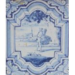 Ofenkachel, Holland, 18. Jhd.Keramik, monochrome Malerei in Blau unterglasur, am oberen Rand