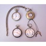 Vier silberne Taschenuhren, England 19. Jhd.Bestehend aus 2 antiken Spindeltaschenuhren, eine mit
