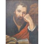 Evangelist Markus, Italien um 1700Öl auf Leinwand, Darstellung des Evangelisten mit Buch, im