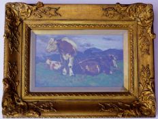 Ederer, Carl (April 1875 in Wien; † 2. April 1951 in München)): Grasende Kühe auf der HochalmÖl