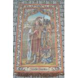Wandteppich mit der Darstellung des Heiligen Maritius, 19. Jhd.Stoff, handbemalt, unten bez. "