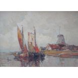Rudolf Priebe (* 1889 Schulakowo - 1964 Hamburg): Segelboote vor niederländischer Windmühle, 1.