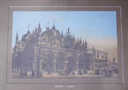 Basilica di San Marco in Vendig - Kolorierte LithographieLithographie wohl nach Brizeghel, ca.