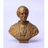 Croisy, Aristide (1845-1899 Paris): Bronzeskulptur Leo XIII.Bronzeguss mit Resten von Vergoldung,