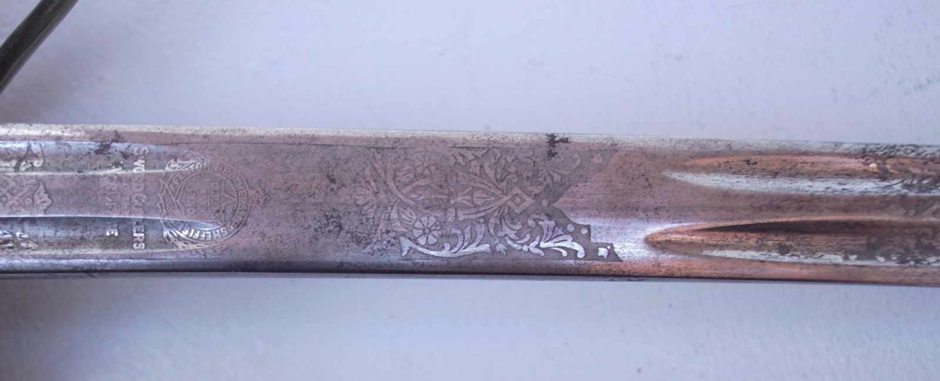 Schottischer Offiziersäbelsäbel Highlander ab 1828Breite Klinge doppelseitig geätze und gebläute - Image 4 of 4