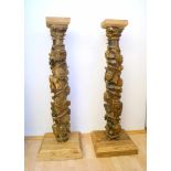 Paar Säulen der Renaissance, sog. "Salomon-Säulen", spätes 16. Jhd.Säulenschaft mit Weinranken