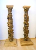 Paar Säulen der Renaissance, sog. "Salomon-Säulen", spätes 16. Jhd.Säulenschaft mit Weinranken