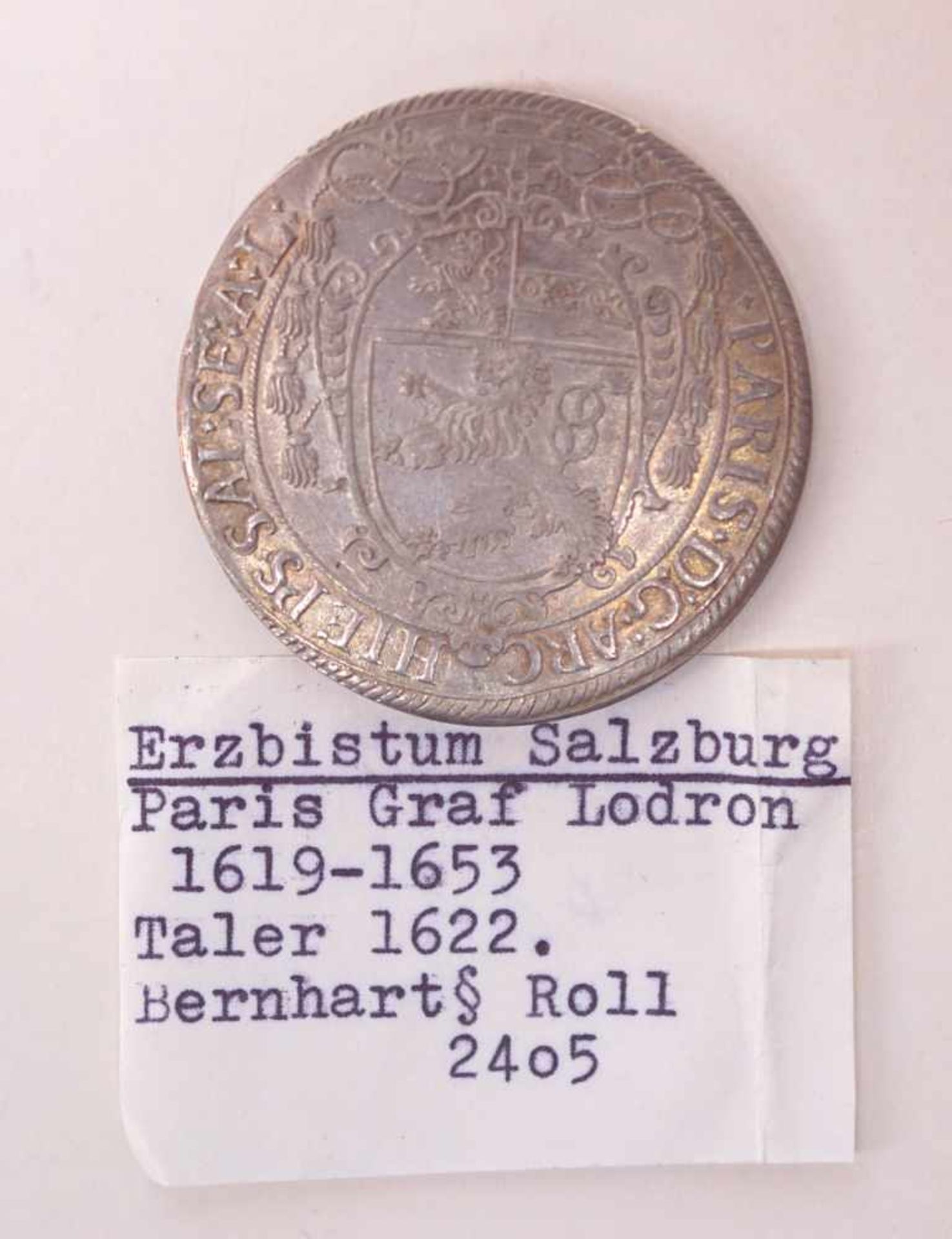 Erzbistum Salzburg, Paris Graf von Lodron 1619-1653, Taler von 1622VS: Wappenschild der Grafen von - Bild 2 aus 2