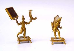 Pächen tanzende Harlekine als Toilettenset, 1. H. 19. Jhd.mass. Bronze, feurvergoldet, auf
