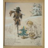 Geilfuß, Heinz (1890 Gießen - Bad Nauheim 1956). Jagdmaler, Tiermaler): Weihnachtsgruß dat. 1950