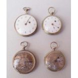 4 silberne Taschenuhren 18. und frühes 19. Jhd.Spindeltaschenuhr mit Stundenrepetition, weitere