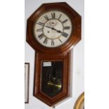 Late 19th C pub pendulum wall clock with mahogany case