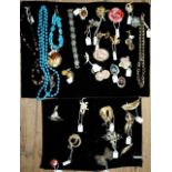2 boards of costume jewellery, brooches, necklaces - a lot