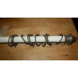 Victorian reeded curtain pole with brass finials and rings - 60 inches long