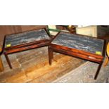 Pair of coffee tables with faux marble tops