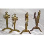 2 pairs of 19th C brass fire dogs