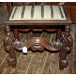 Antique stool in late 17thC style with upholstered seat
