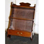 Antique mahogany wall shelves with single drawer