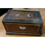 Georgian inlaid tea caddy (brassware within)