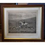 Large hunting print, dated 1901, of unknown MFH and hounds signed by both artists - Cecil Cutler and