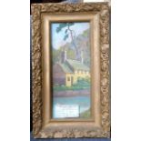 19th C landscape in oil and gouache, framed