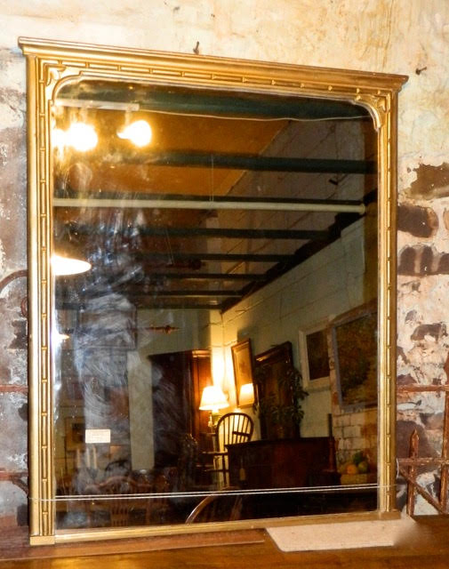 Large English 19th C gilt framed mirror with original plate, 41 by 50 inches - Image 2 of 3