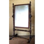 Victorian swing mirror with mahogany turned stand