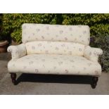 Petite Edwardian sofa settee with turned legs