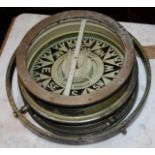 Large antique ship's compass in brass and bronze by John Lilley and Gillie of North Shields