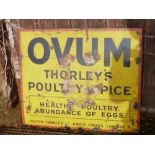 Vintage enamel sign for Thorley's Ovum Poultry Spice. A rare survivor from the 1930s