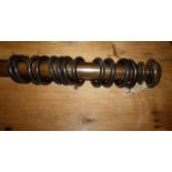 Victorian curtain pole with wooden finials and rings - 78 inches long
