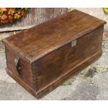 Antique camphor wood sea chest 1850 and most probably American. Of tapered form for stability and