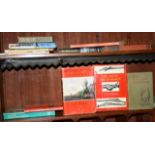 All books on shelves of lot 586. Railway, Guns, Fishing etc