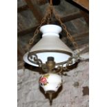 Vintage hanging lamp with glass shade