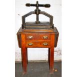 Victorian book press by Waterlow Bros & Layton of London, circa 1880, on its original drop leaf