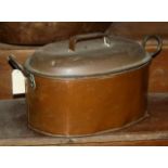 Large antique copper fish kettle