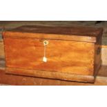 Mid 19th century elm travelling chest with carrying handles