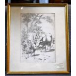Pastorial engraving of Cattle and sheep dated July 1807, framed and glazed