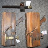 Two antique wooden planes one by Marples and one Moseley plus an antique wooden marking gauge (in