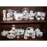 Quantity of souvenir china with scenes of Devon and Cornwall - approx. 30 pieces (on two shelves