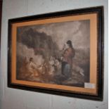 Early 19th C George Moreland coloured lithograph, original Hogarth frame