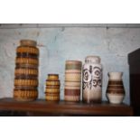 Five West German pottery vases