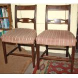 Pair of early 19thC bedroom chairs, regency stripe upholstered seats