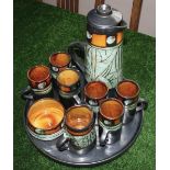 1960s Cornish Celtic coffee set for six persons with original tray.
