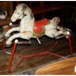 Mobo tin galloper rocking horse on tubular sprung frame