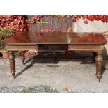 Victorian wind out mahogany dining table - 42 inches wide and 72 inches fully extended. On turned