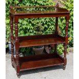 Late 19thC 3 tier buffet or dumb waiter with galleried top.