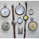 Antique pocket and wrist watches for repair or ? (8) (in lot 259)